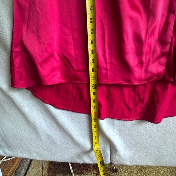 Ieena for Mac Duggal Puff Sleeve High Slit Formal Satin Gown Hot Pink Size 6 - Picture 10 of 10